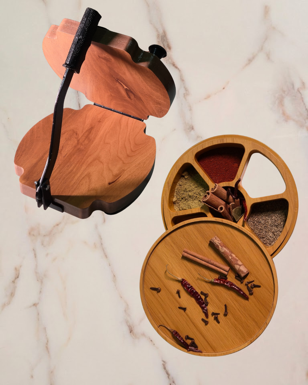 Combo Products : Wooden Spice Box / Wooden Puri Press Machine